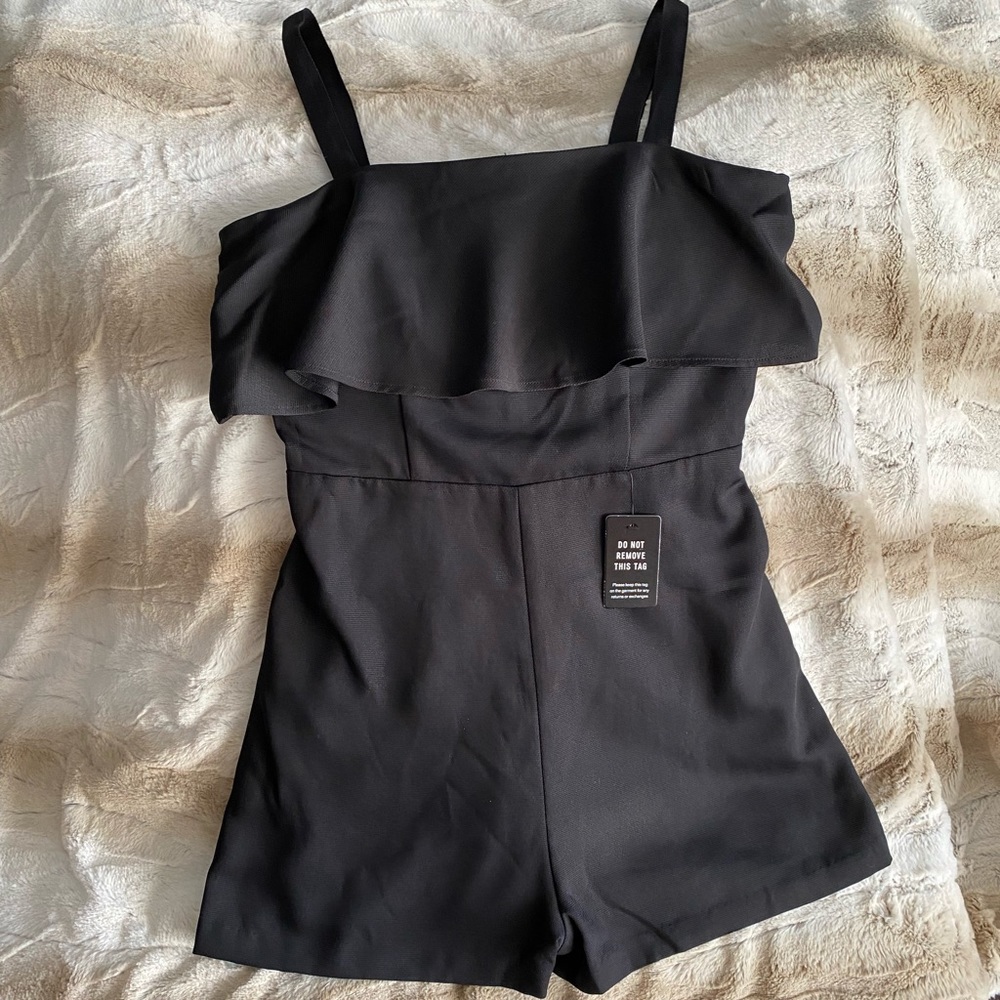 Black Ruffle Top Romper - Picture 2 of 3